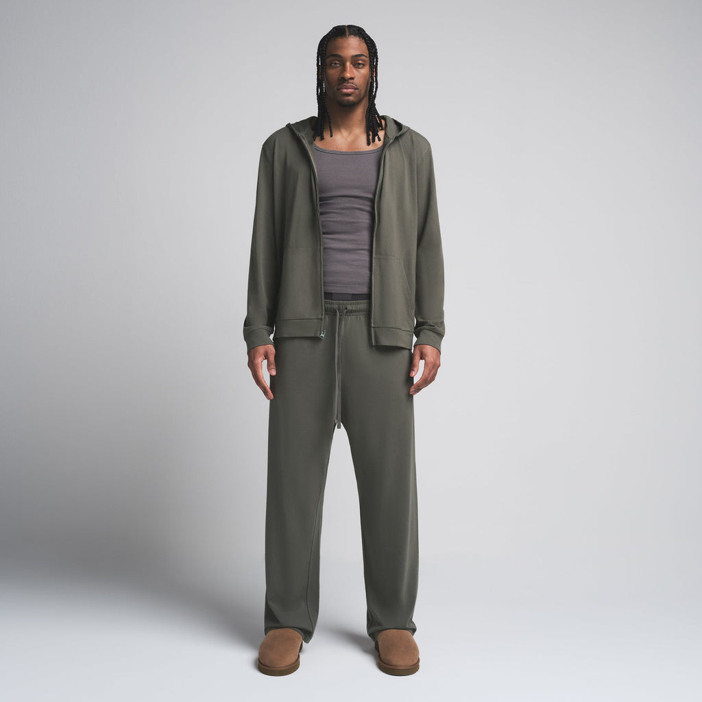 JERSEY LOUNGE MENS ZIP UP HOODIE | BASIL