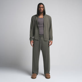 JERSEY LOUNGE MENS ZIP UP HOODIE | BASIL