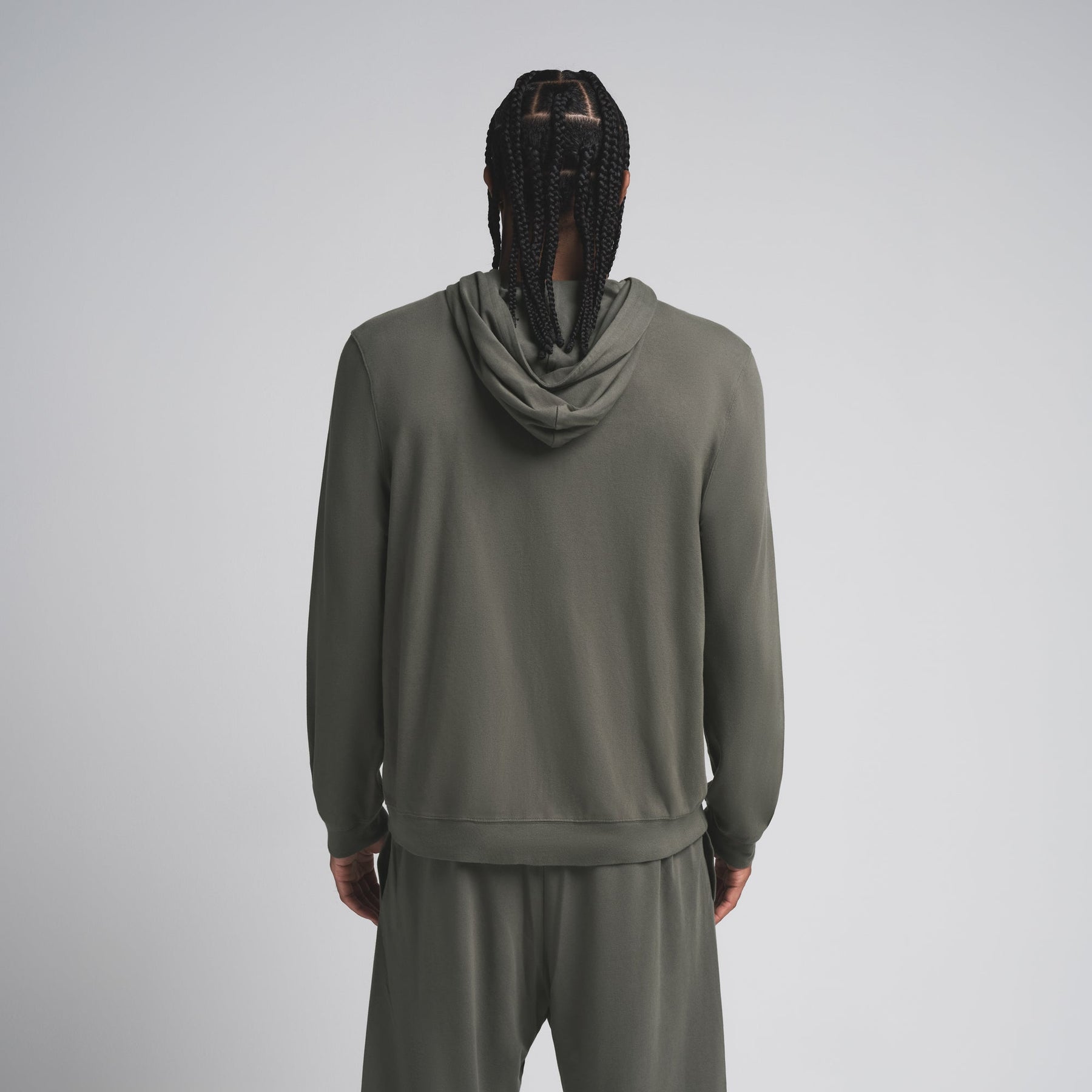 JERSEY LOUNGE MENS ZIP UP HOODIE | BASIL