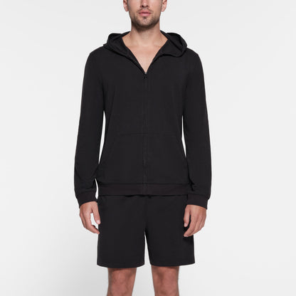JERSEY LOUNGE MENS ZIP UP HOODIE | OBSIDIAN