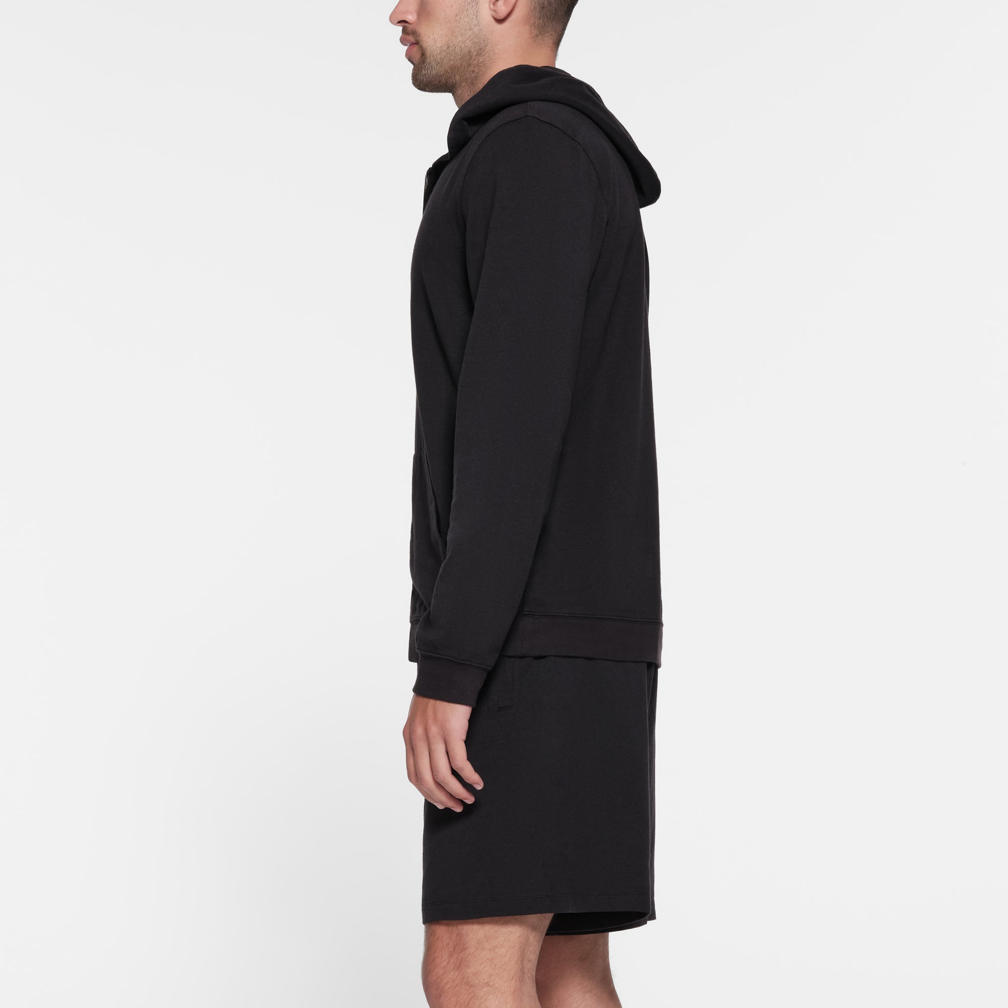 JERSEY LOUNGE MENS ZIP UP HOODIE | OBSIDIAN