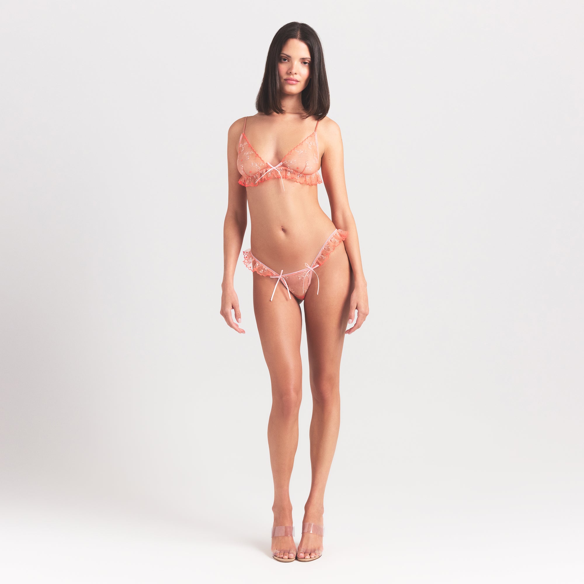 EMBROIDERED TULLE SKIMPY TRIANGLE BRALETTE | GUAVA HEART TULLE