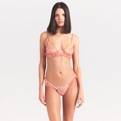 EMBROIDERED TULLE SKIMPY TRIANGLE BRALETTE | GUAVA HEART TULLE