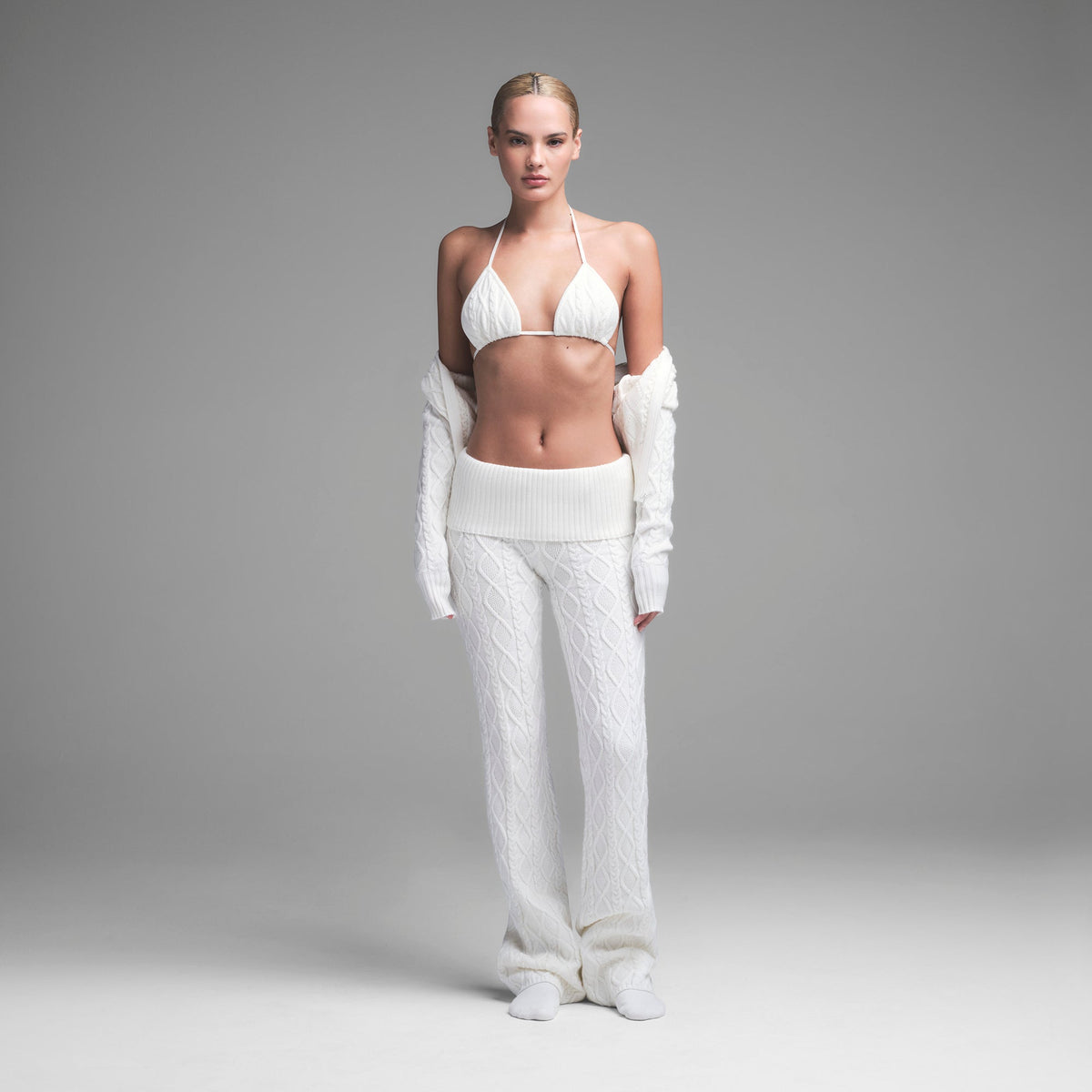 SWEATER KNIT TRIANGLE BRALETTE | MARBLE