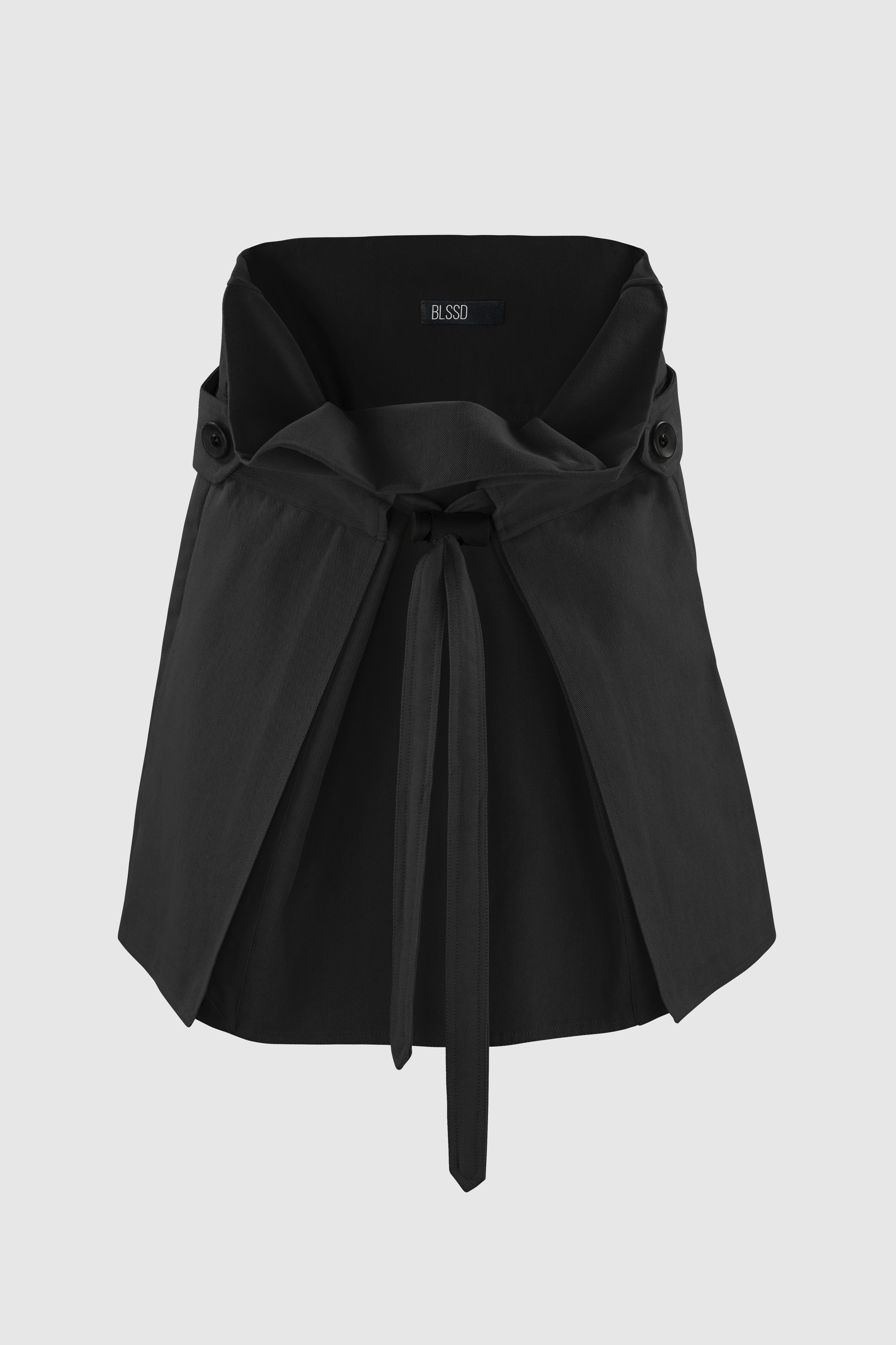 TWILL MINI SKIRT W/ OVERSIZED STOPPER