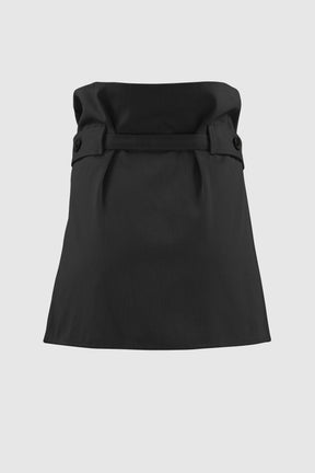TWILL MINI SKIRT W/ OVERSIZED STOPPER