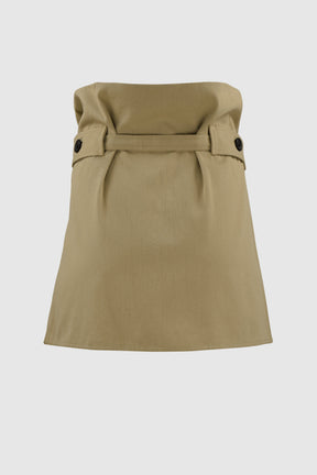 TWILL MINI SKIRT W/ OVERSIZED STOPPER