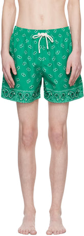 Green Paisley Swim Shorts