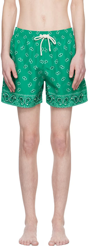 Green Paisley Swim Shorts