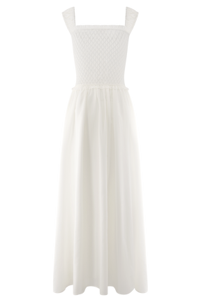 Tahlia Pointelle Knit Midi Dress - White
