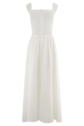 Tahlia Pointelle Knit Midi Dress - White