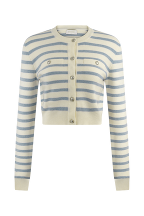 Tanner Striped Knit Cardigan - Light Blue/White