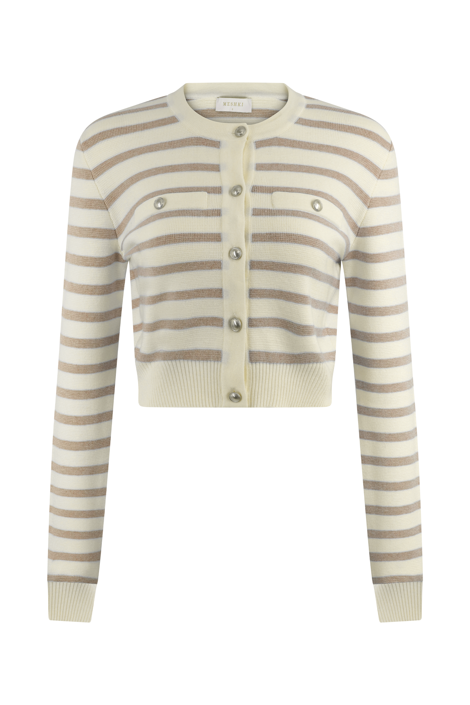 Tanner Striped Knit Cardigan - Nude/White