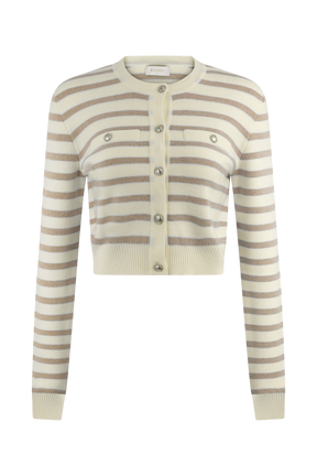 Tanner Striped Knit Cardigan - Nude/White