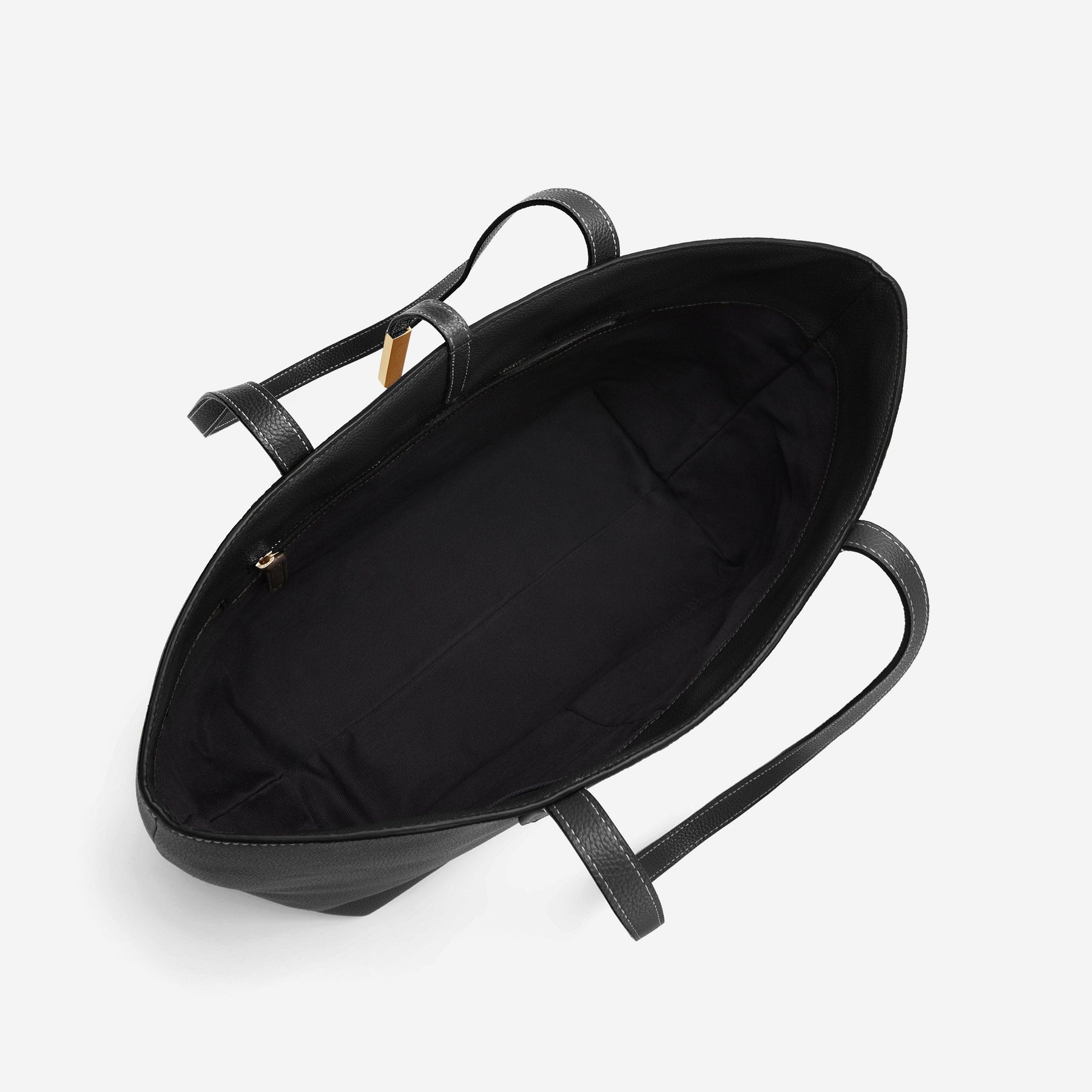 DeMellier The Tokyo Tote black small grain ecru stitching