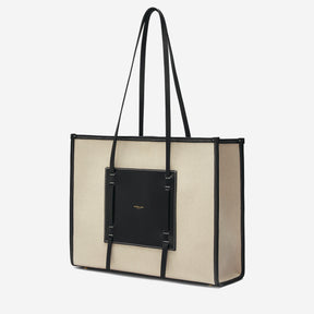 DeMellier The Capri salt & pepper canvas black smooth