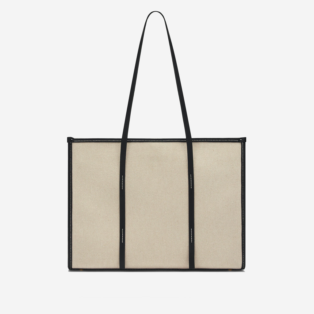 DeMellier The Capri salt & pepper canvas black smooth