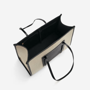 DeMellier The Capri salt & pepper canvas black smooth