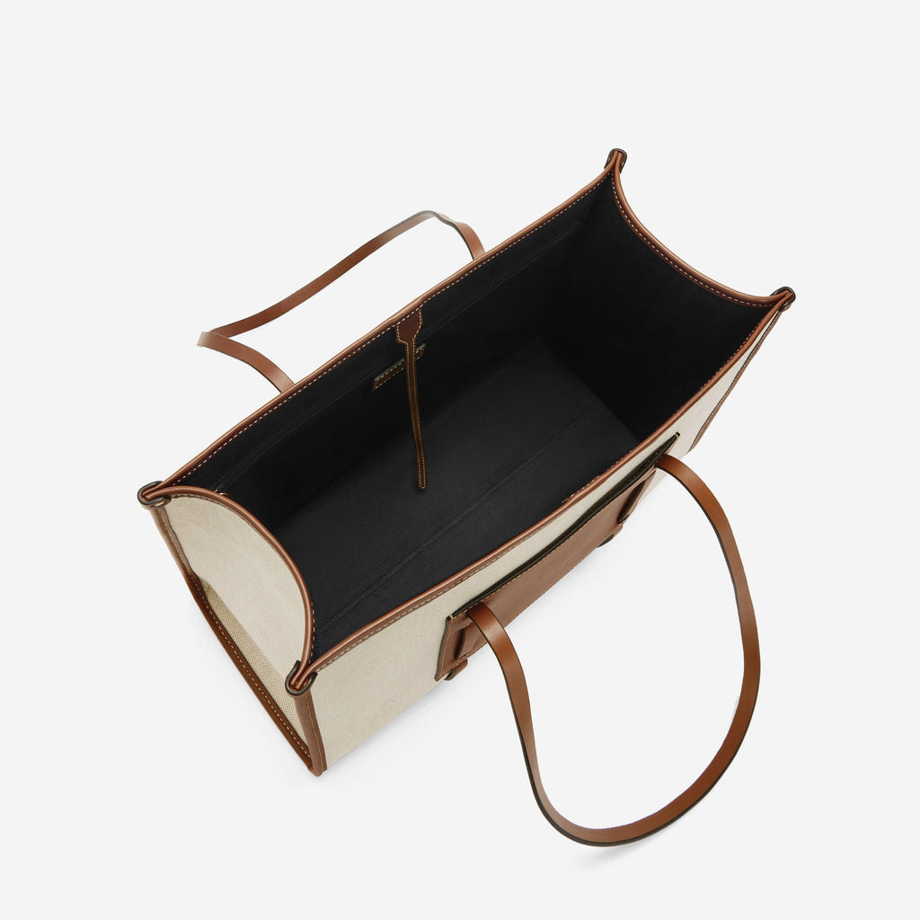 DeMellier The Capri salt & pepper canvas tan smooth