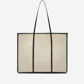 DeMellier The Large Capri salt & pepper canvas black smooth