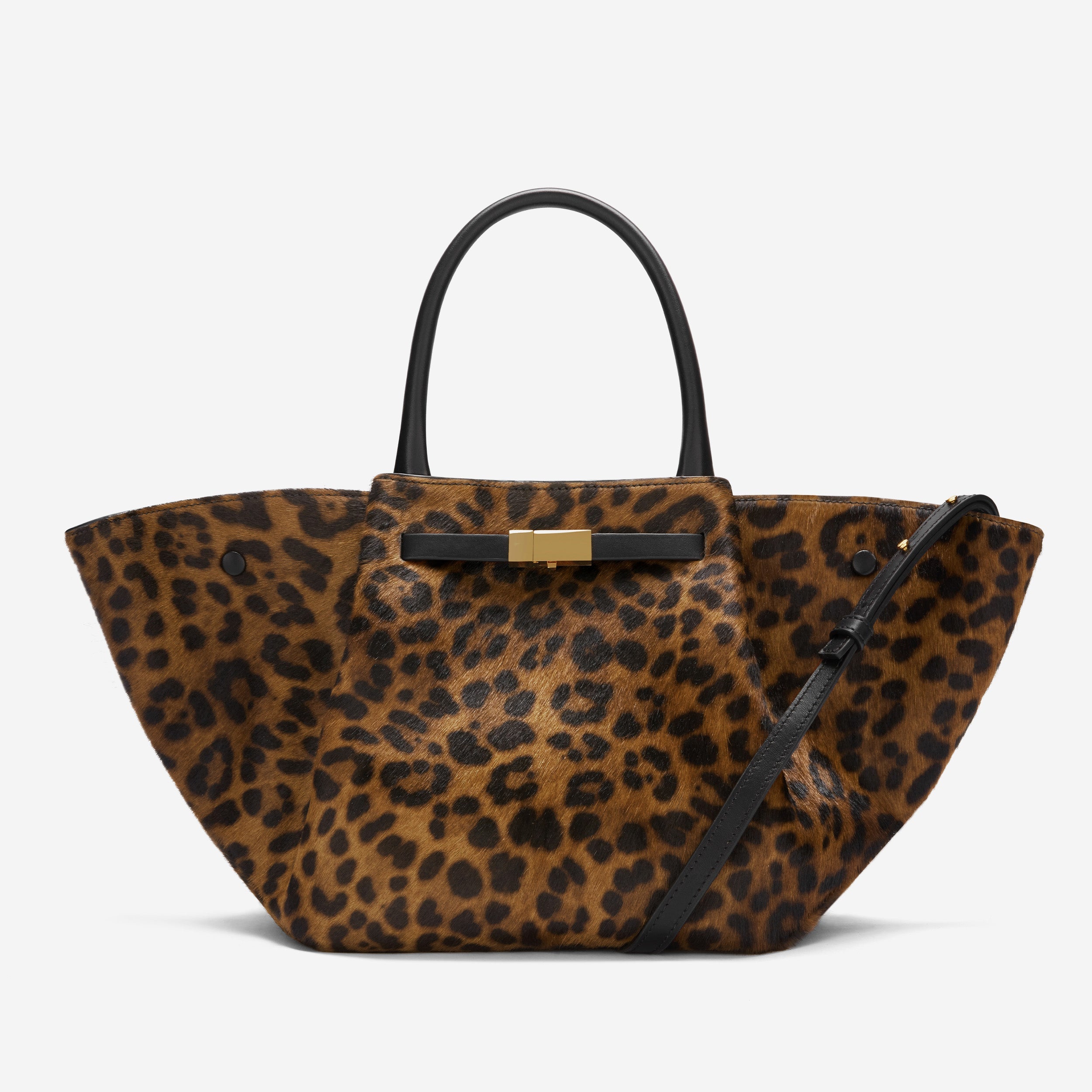 DeMellier The Midi New York leopard-effect calf hair & black smooth
