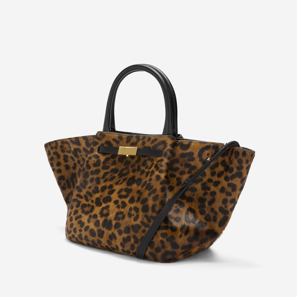 DeMellier The Midi New York leopard-effect calf hair & black smooth