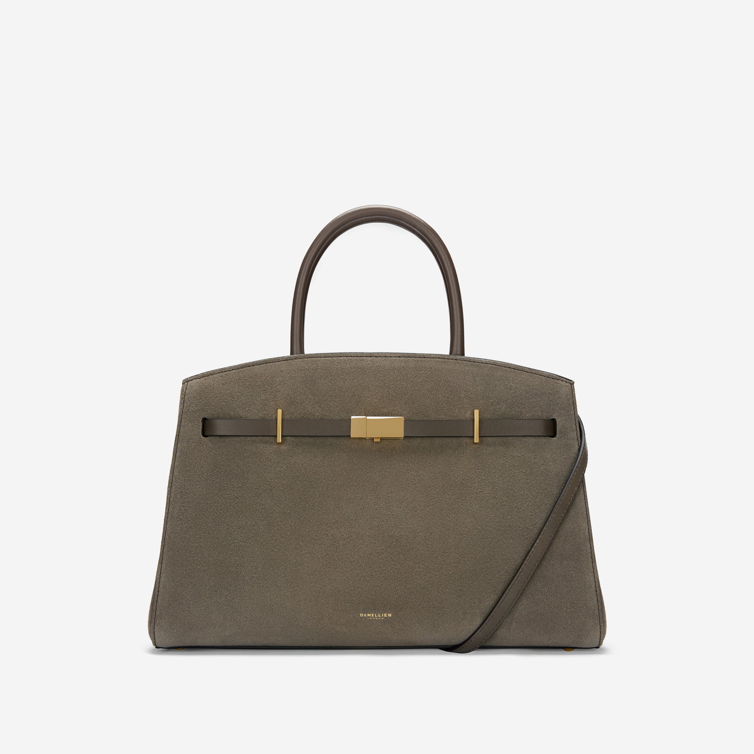 DeMellier The Midi Hudson deep olive suede & deep olive smooth