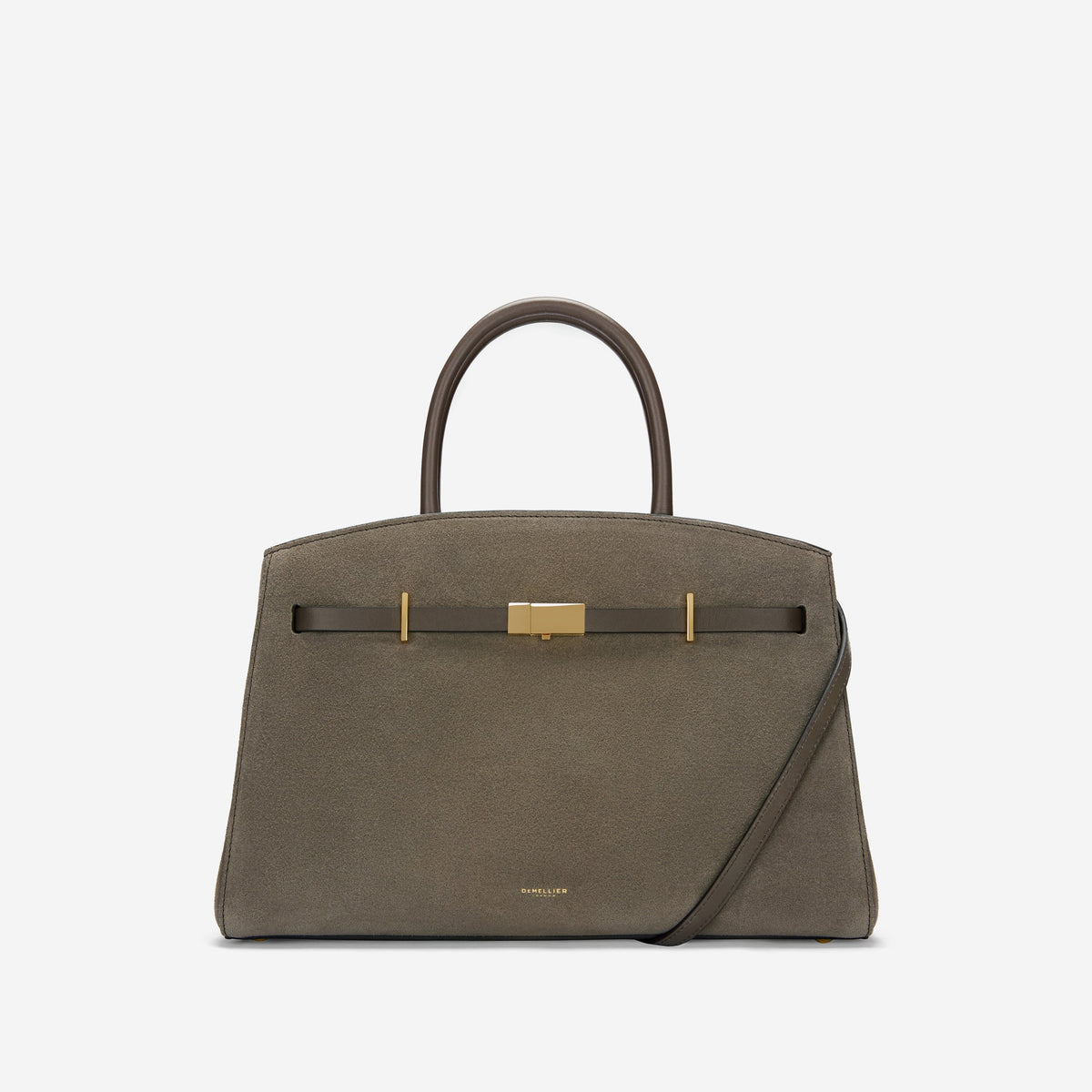 DeMellier The Midi Hudson deep olive suede & deep olive smooth