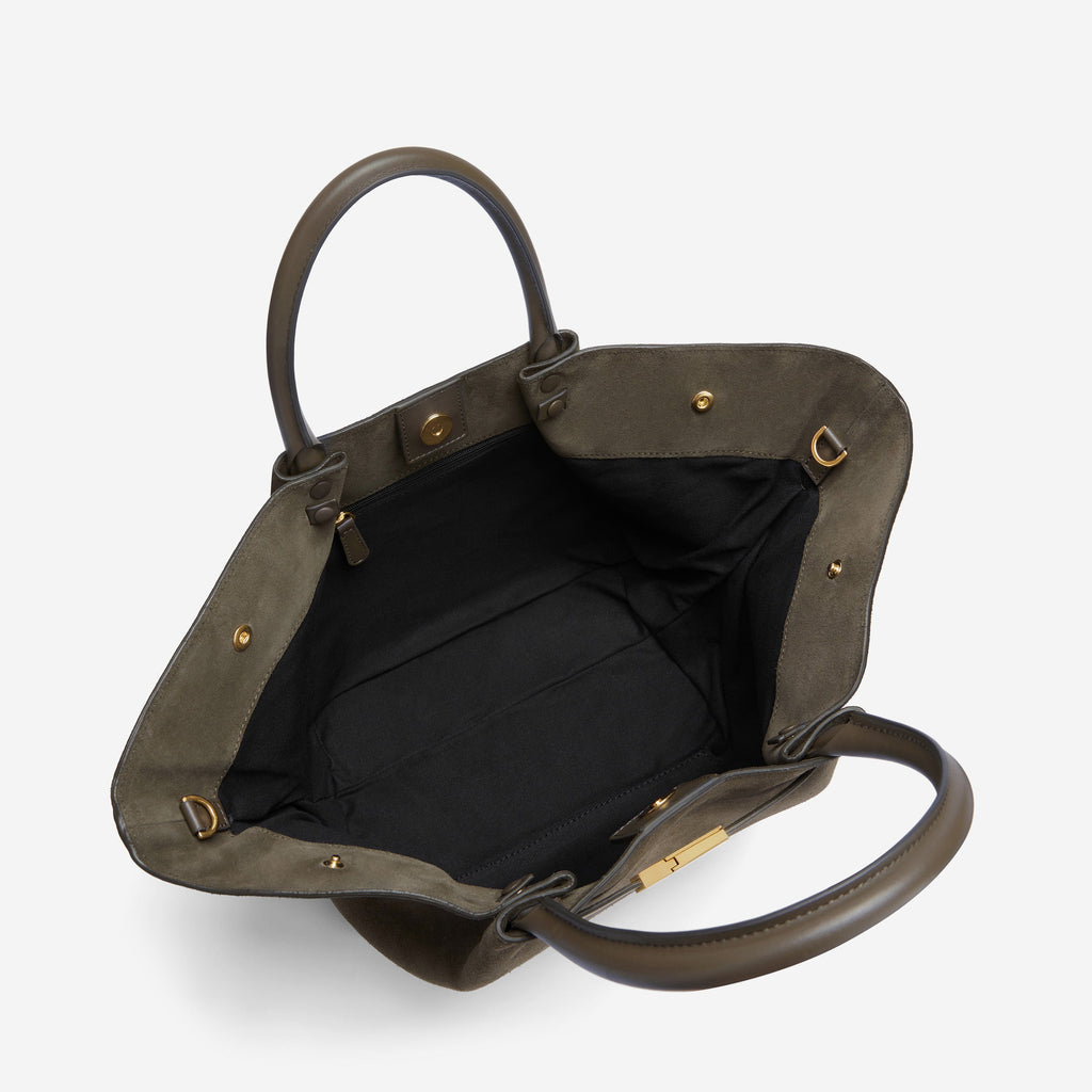 DeMellier The Midi New York deep olive suede & deep olive smooth