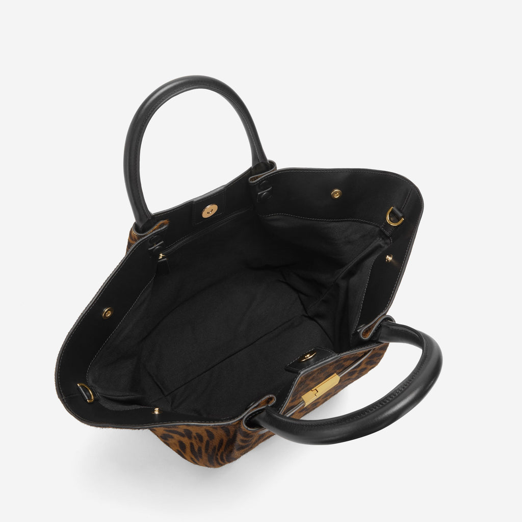 DeMellier The Midi New York leopard-effect calf hair & black smooth