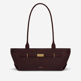 DeMellier The New York Shoulder burgundy suede & burgundy smooth