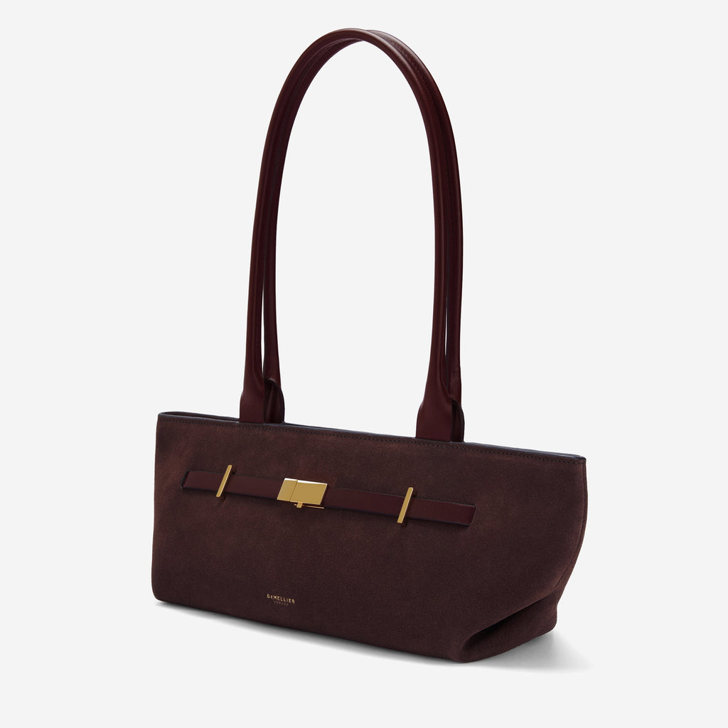 DeMellier The New York Shoulder burgundy suede & burgundy smooth