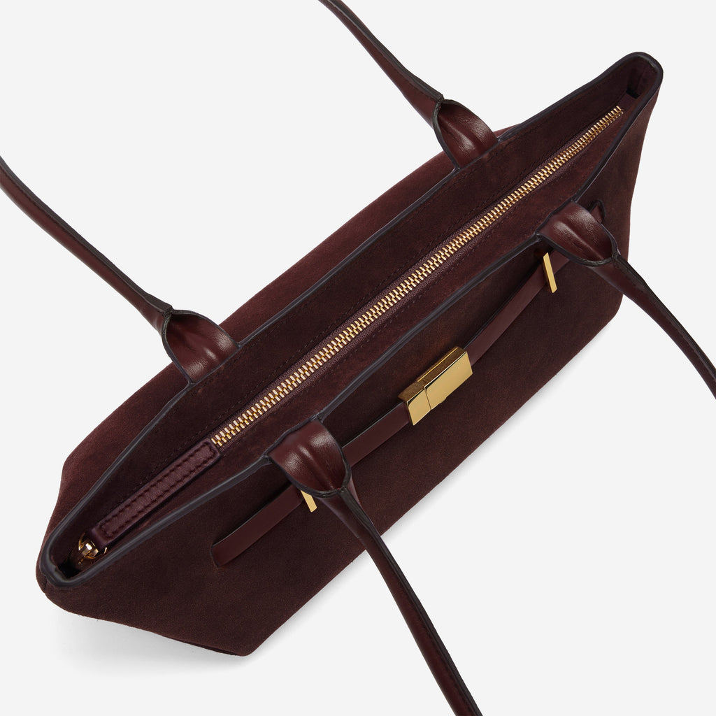 DeMellier The New York Shoulder burgundy suede & burgundy smooth