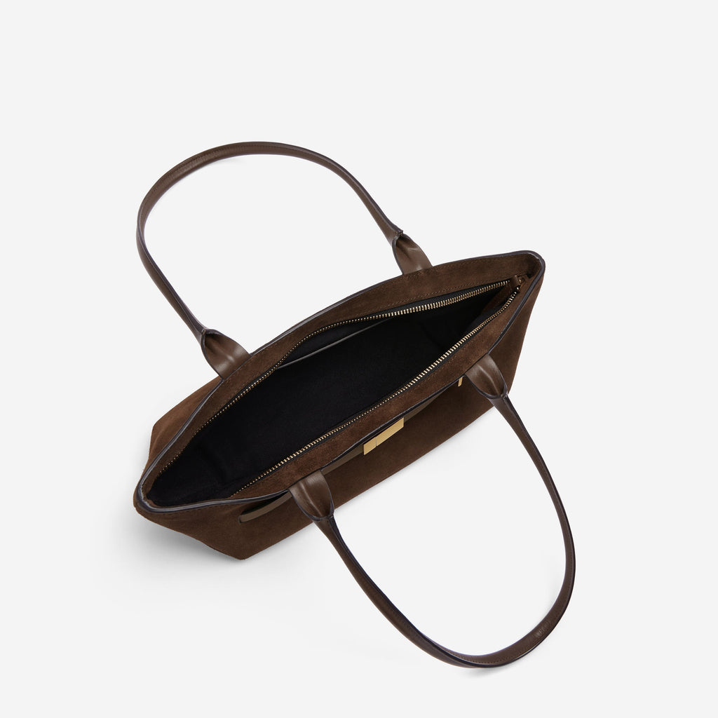 DeMellier The New York Shoulder mocha suede & mocha smooth