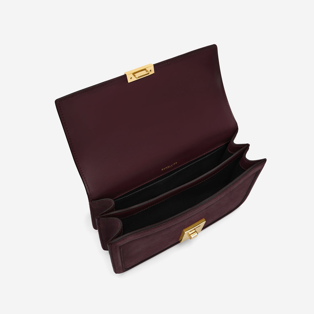 DeMellier The Paris Crossbody burgundy suede