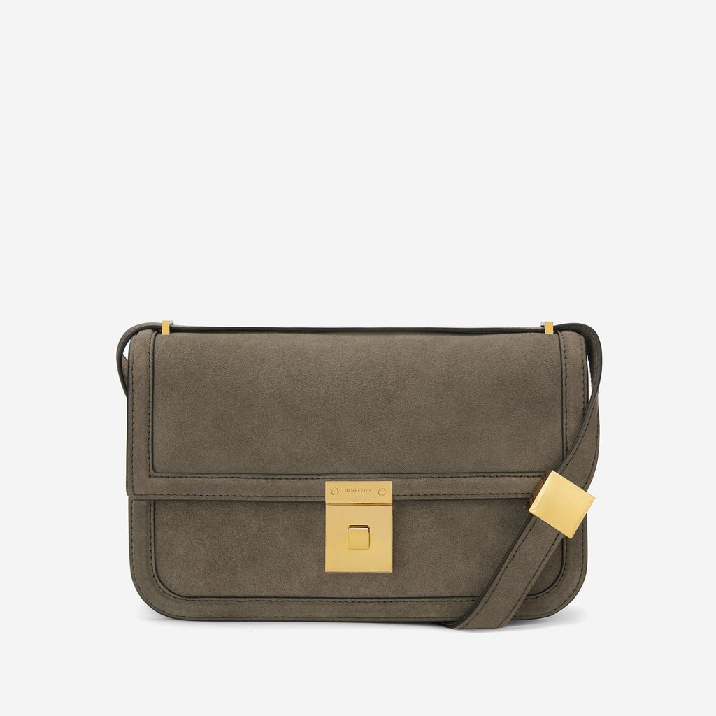 DeMellier The Paris Crossbody deep olive suede