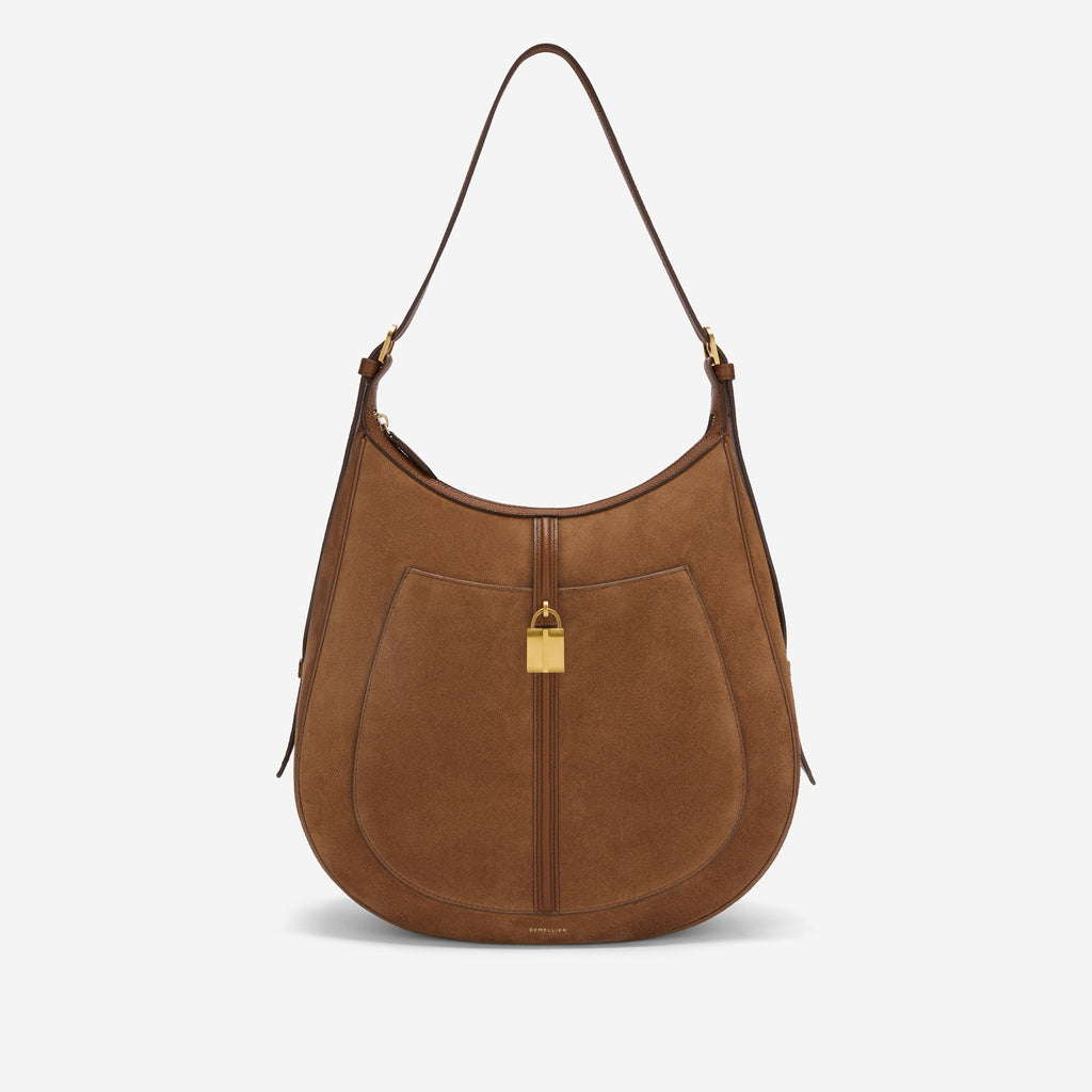 DeMellier The Siena Hobo deep tan suede & deep tan small grain