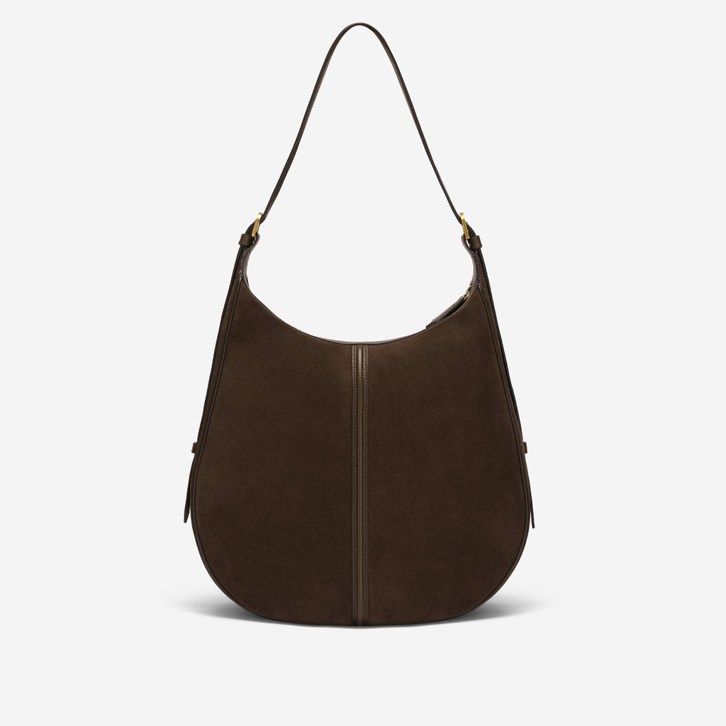 DeMellier The Siena Hobo mocha suede & mocha small grain