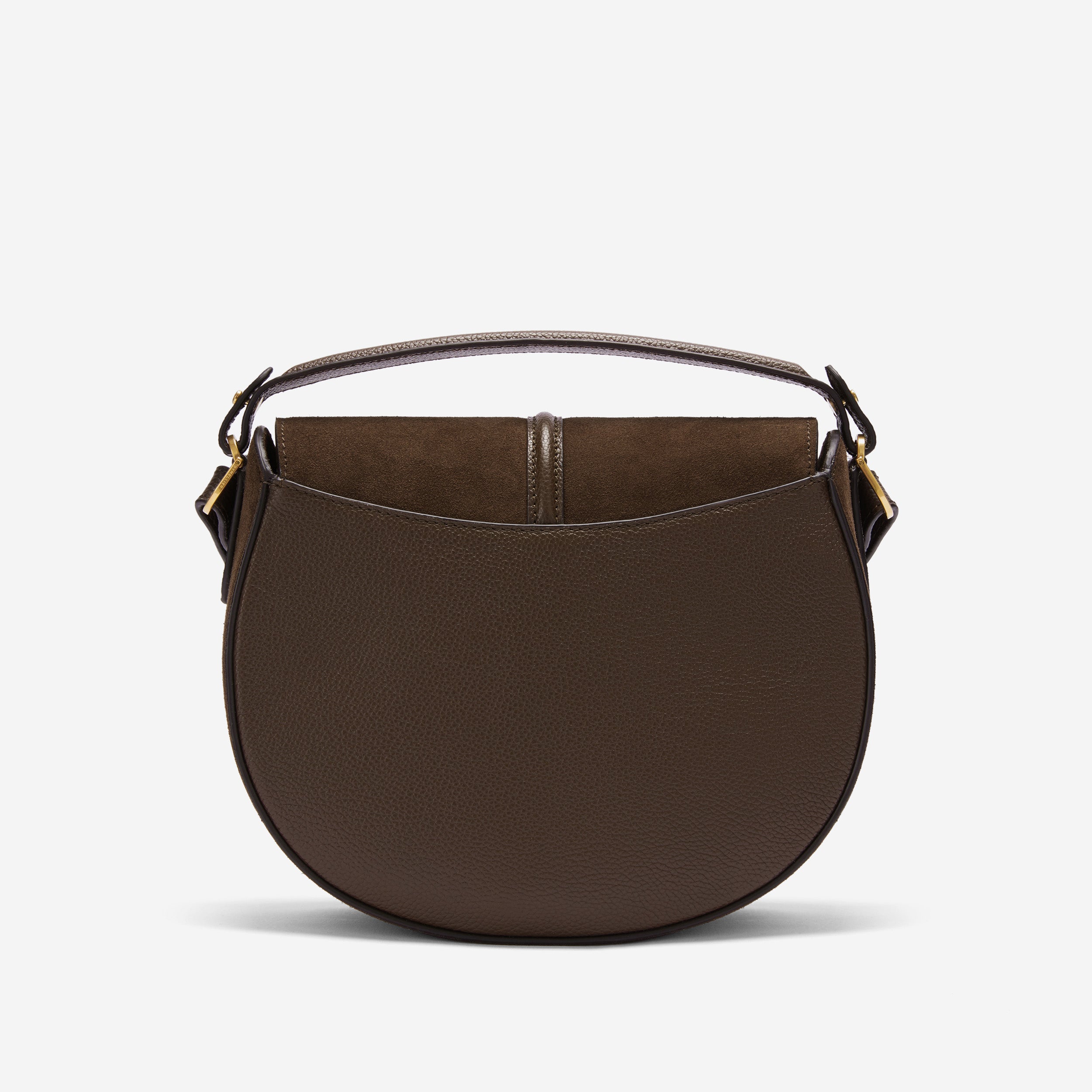 DeMellier The Siena Saddle mocha suede & mocha small grain