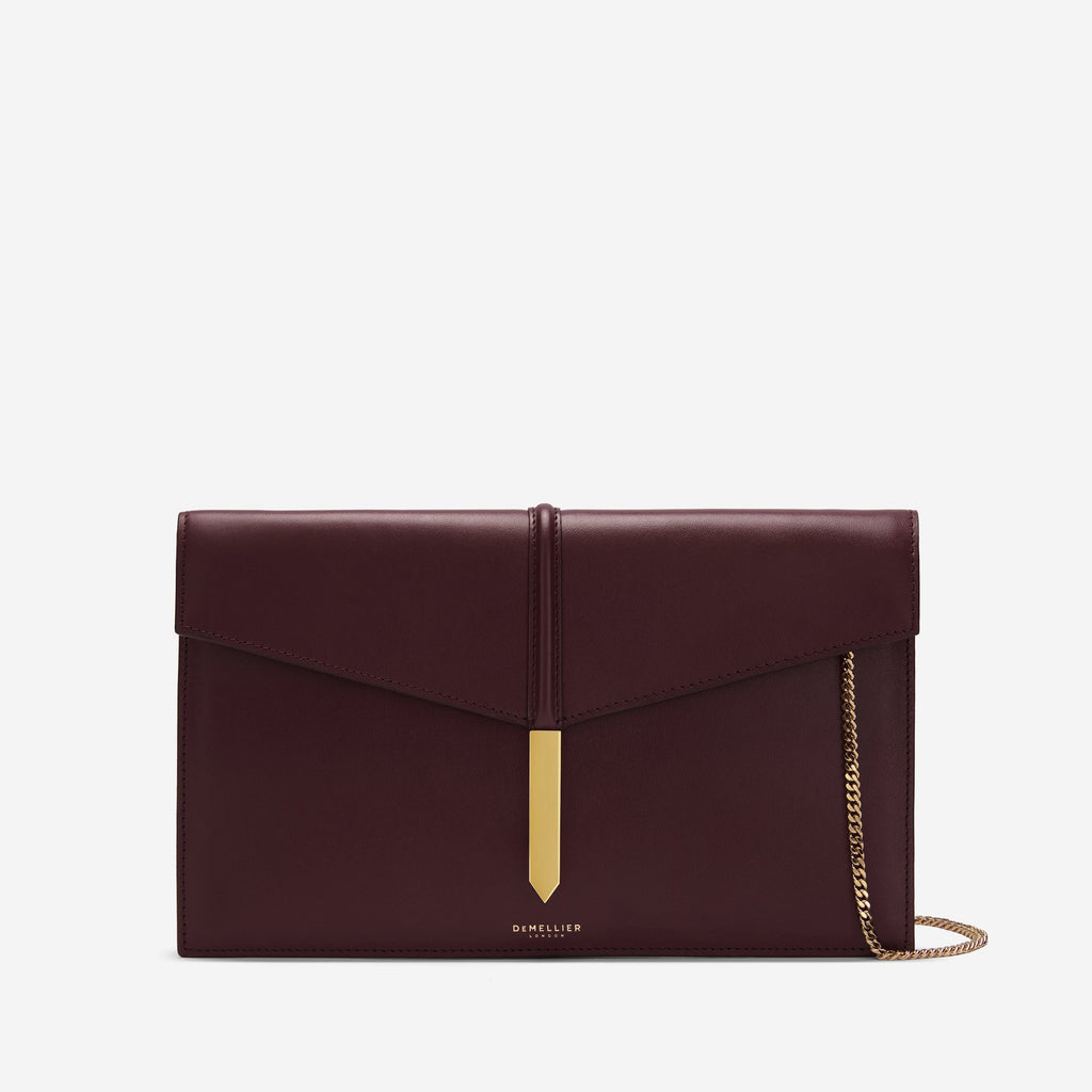 DeMellier The Tokyo Clutch burgundy smooth