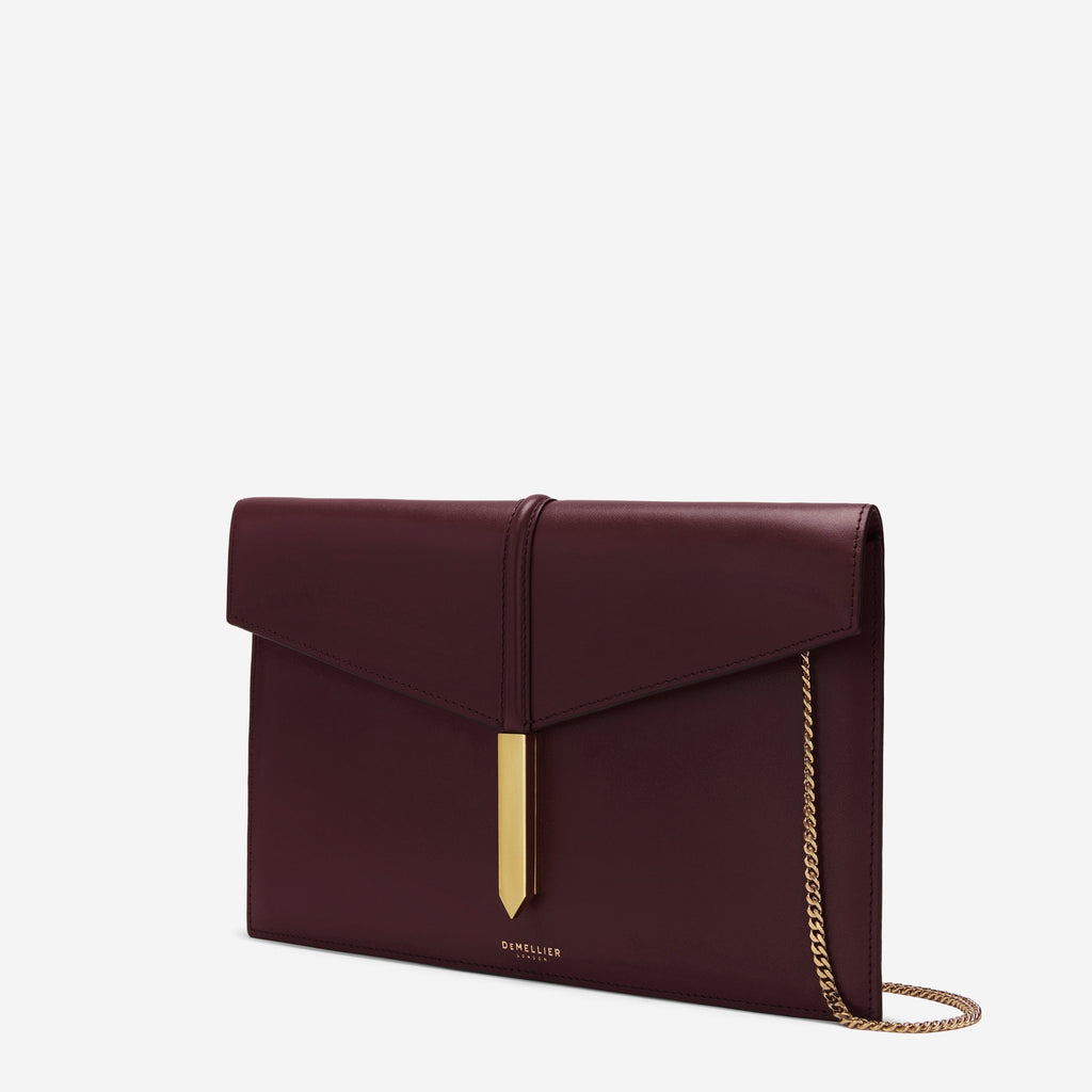 DeMellier The Tokyo Clutch burgundy smooth