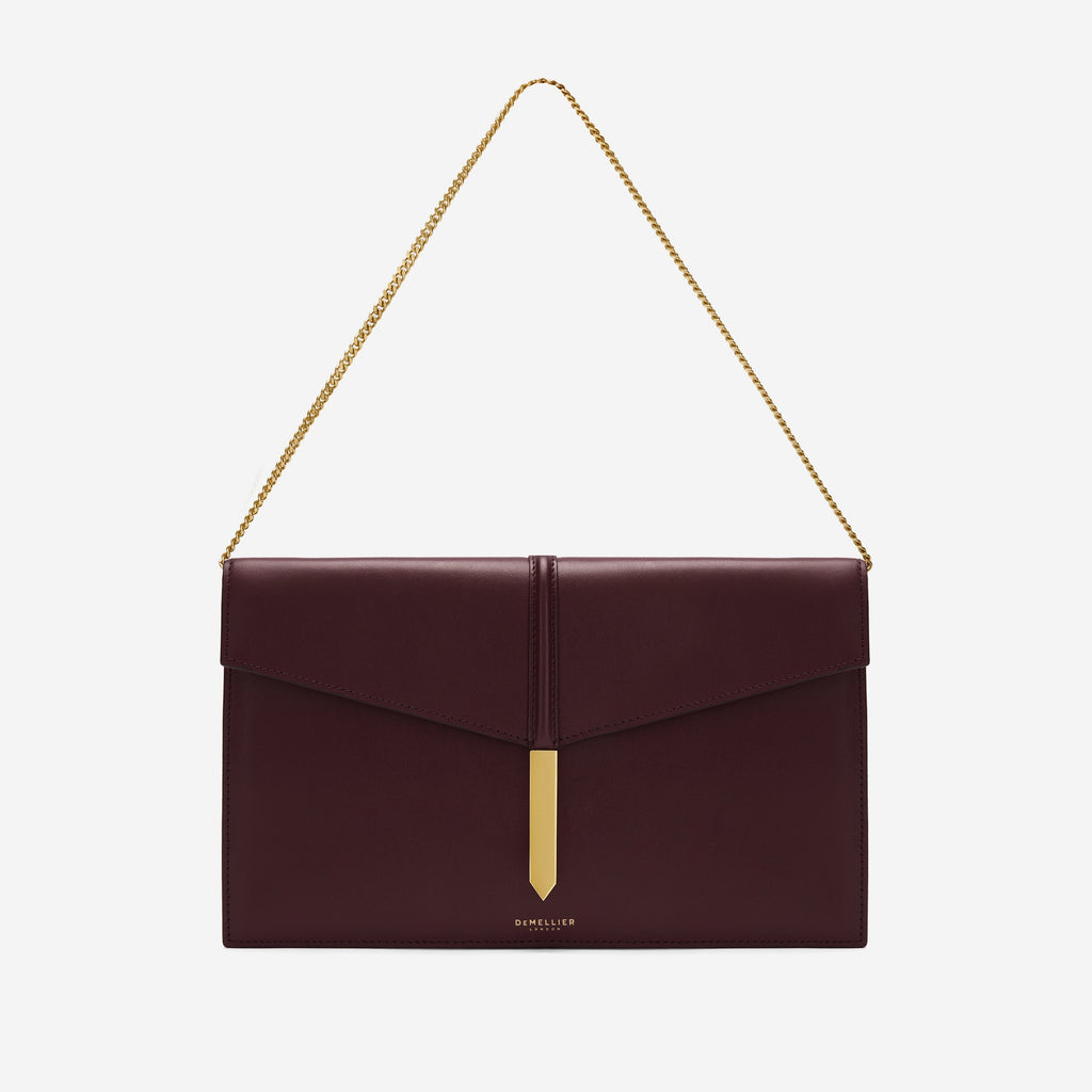 DeMellier The Tokyo Clutch burgundy smooth