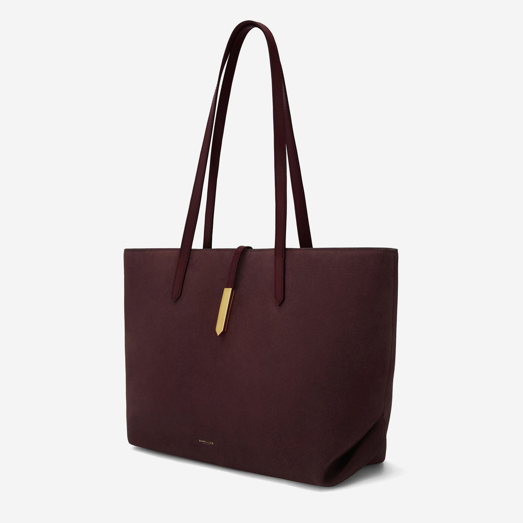 DeMellier The Tokyo Tote burgundy suede & burgundy smooth