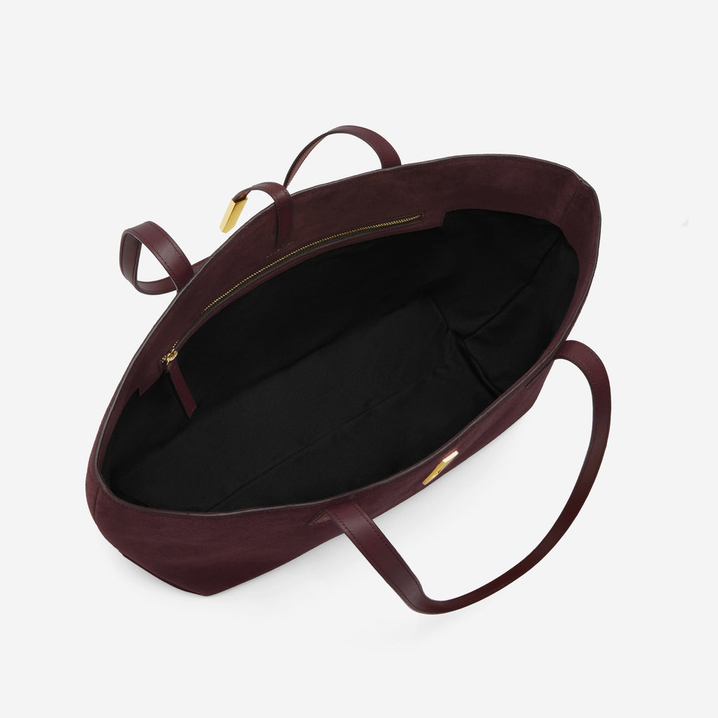 DeMellier The Tokyo Tote burgundy suede & burgundy smooth