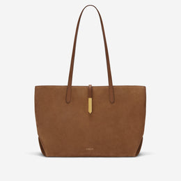 DeMellier The Tokyo Tote deep tan suede & deep tan smooth