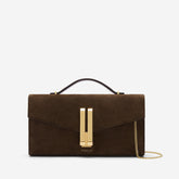 DeMellier The Vancouver Clutch mocha suede & mocha smooth