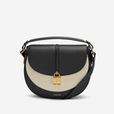 DeMellier The Siena Saddle salt & pepper canvas black small grain