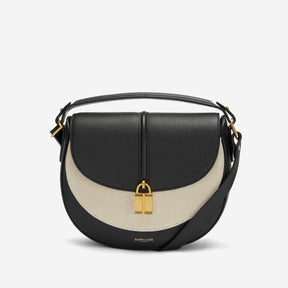 DeMellier The Siena Saddle salt & pepper canvas black small grain