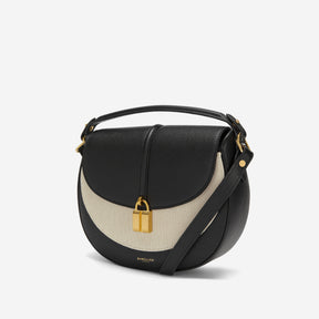 DeMellier The Siena Saddle salt & pepper canvas black small grain