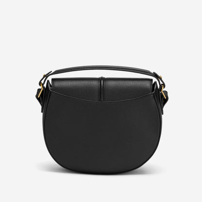 DeMellier The Siena Saddle salt & pepper canvas black small grain